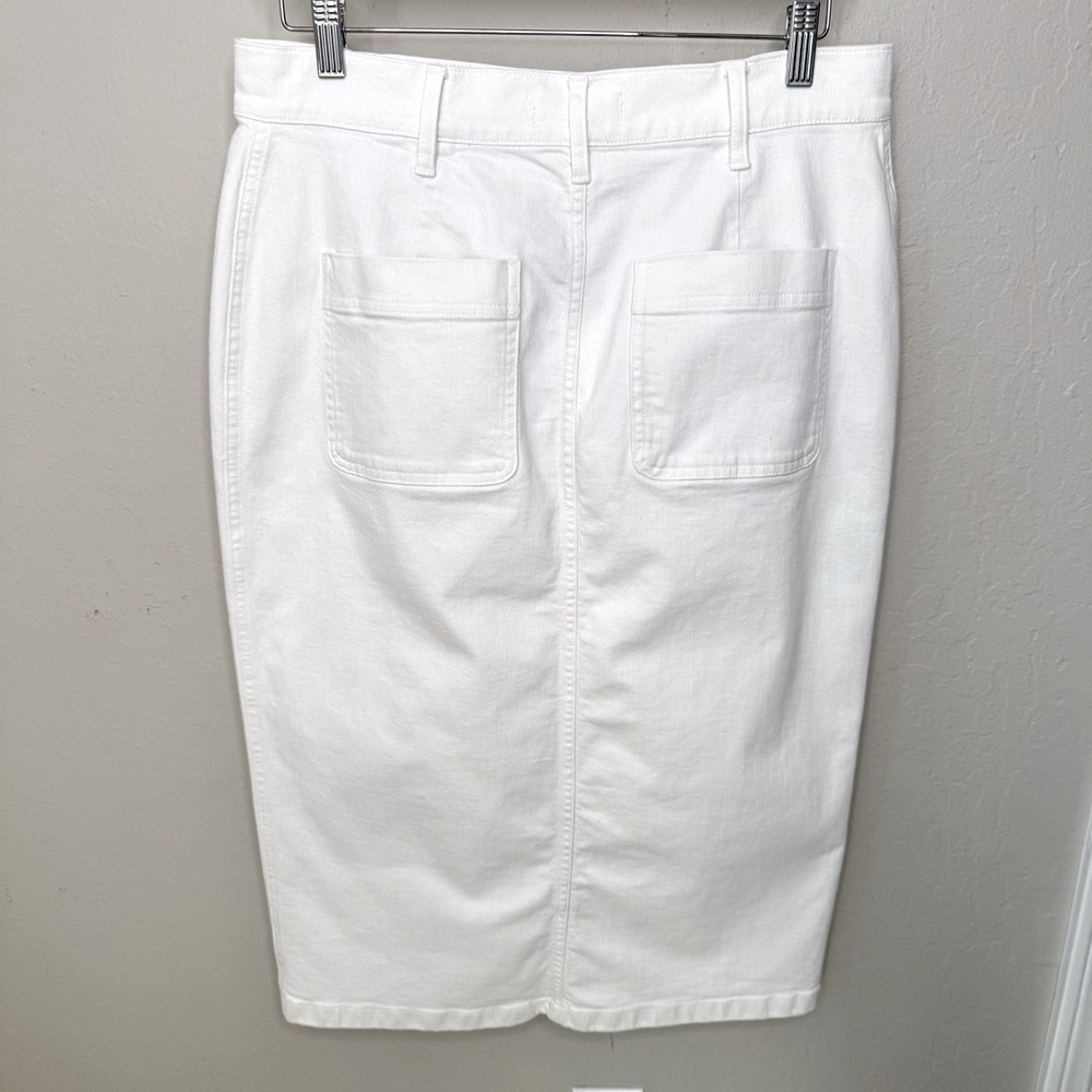 Madewell High Slit Denim Midi Skirt White Button Front Size 31 Style H8851 - Picture 9 of 16